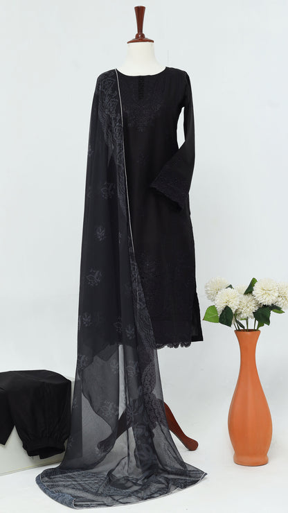 Black Lavender – Embroidered 3-Piece Lawn Set