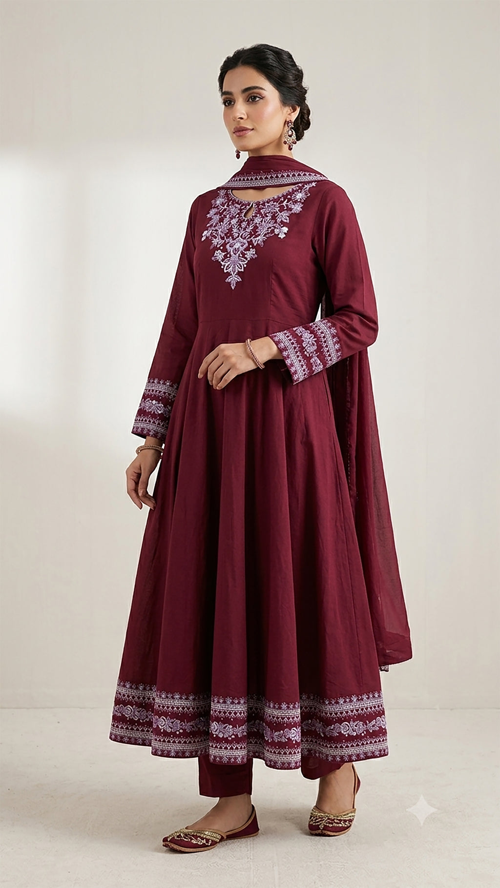 Embroidered Red Lavender 01