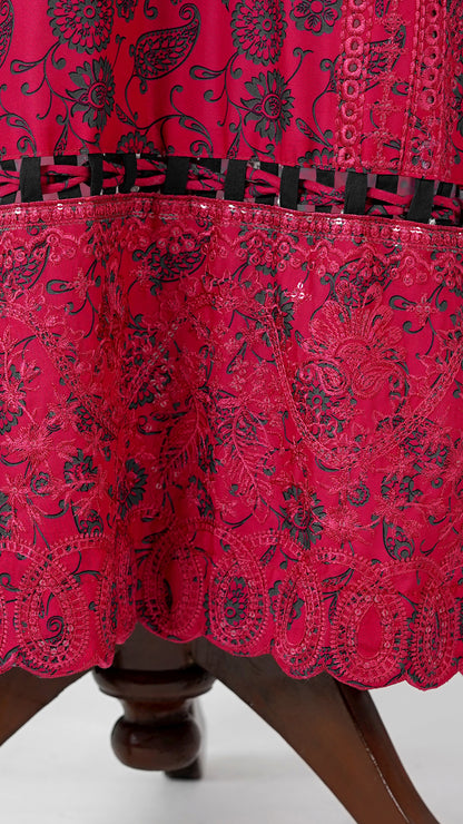 Gulaab – Red & Lavender Embroidered 3-Piece Lawn Suit