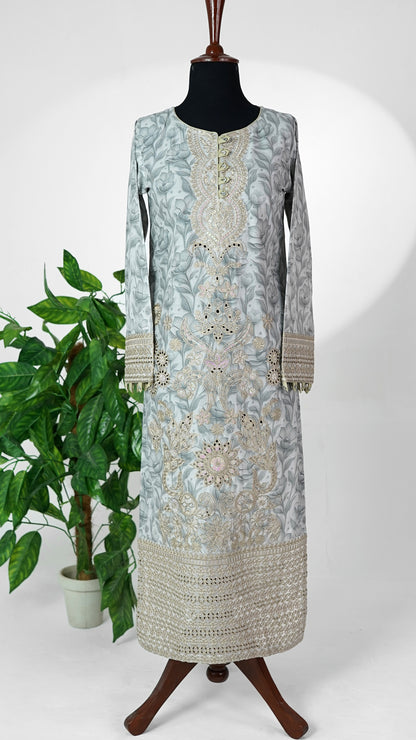 Heather Grey – Embroidered 3-Piece Lawn Suit