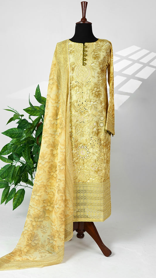 Honey Gold – Embroidered 3-Piece Lawn Suit
