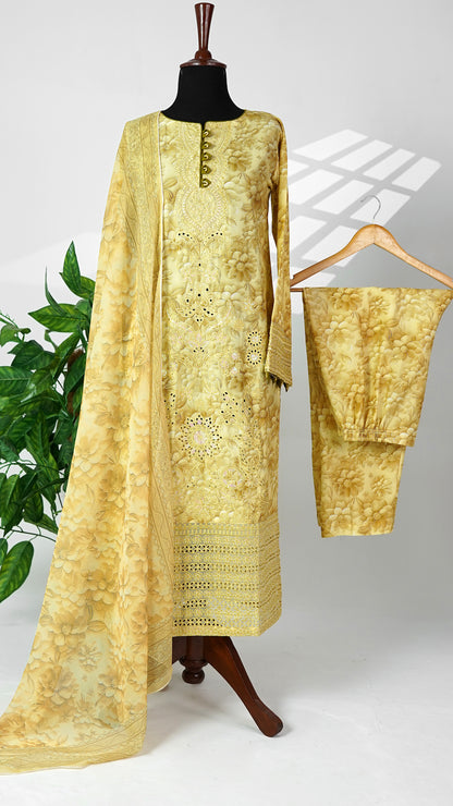 Honey Gold – Embroidered 3-Piece Lawn Suit