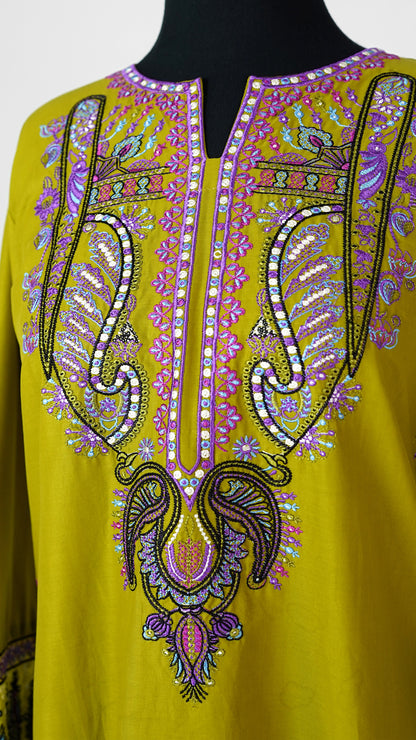 Olive Gold – Embroidered 3-Piece Lawn Suit