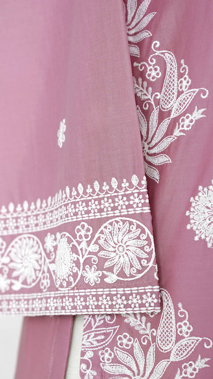 Zaib – Sky Rose Embroidered Frock 3-Piece Suit