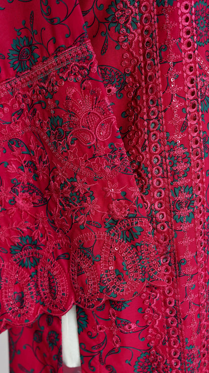 Gulaab – Red & Lavender Embroidered 3-Piece Lawn Suit