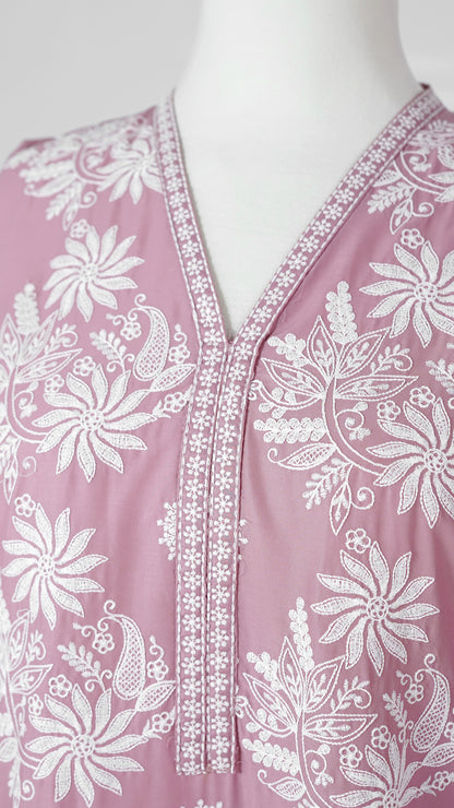 Zaib – Sky Rose Embroidered Frock 3-Piece Suit