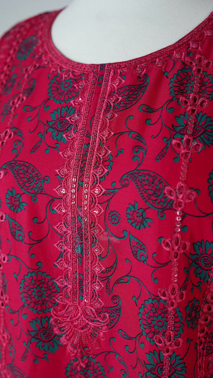 Gulaab – Red & Lavender Embroidered 3-Piece Lawn Suit